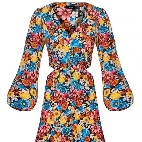 AFRM | Anthropologie | Monna Dress in Multi Wildflower Bouquet | Small | NWT | - Picture 4 of 6